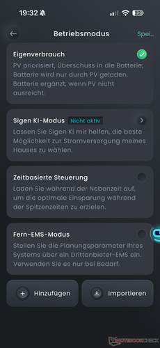 Various operating modes are available to choose from