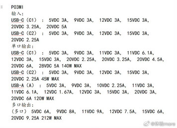 Charging specs (Image source: @体验more on Weibo)