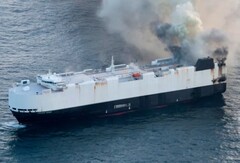 Morning Midas cargo ship on fire 300 miles (482.8 kilometers) south of Adak, Alaska (Image source: U.S. Coast Guard)