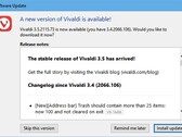 Vivaldi 3.5.2155.73 browser update notification in Windows 10 (Source: Own)