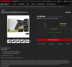 Zotac GeForce RTX 5090 Solid OC with missing ROPs (Image source: Alternate)