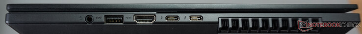 Ports on the right: headset, USB-A (5 Gbit/s), HDMI 2.1 FRL, two Thunderbolt 4