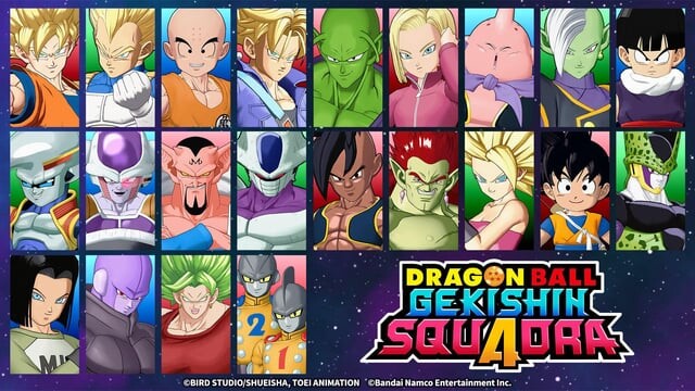 A screenshot from the character selection screen in Dragon Ball Gekishin Squadra. (Image Source: Bandai Namco)