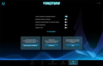 FireStorm Utility - Settings