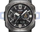 The Casio Pro Trek PRW-B1000-1 (pictured) has a dark gray stainless-steel bezel, and a black face with silver accents. (Image source: Casio - Edited)