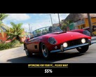 The loading screen Forza Horizon 6 with shader compilation in the background