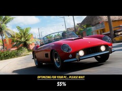 The loading screen Forza Horizon 6 with shader compilation in the background