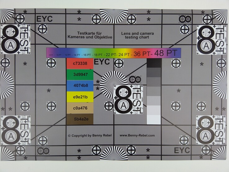 A photo of our test chart