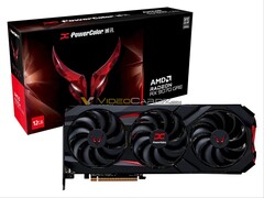 The Red Devil Radeon RX 9070 GRE from PowerColor is expected to feature the same cooler design as other Red Devil cards. (Image source: Videocardz) 