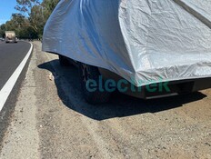 Covered Cybertruck. (Image source: Electrek)