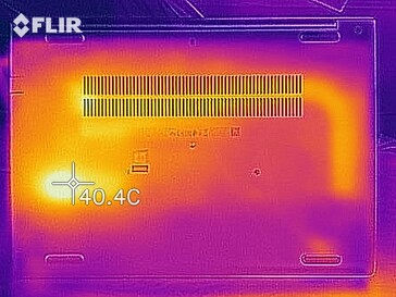 Heat map of the bottom of the device at idle