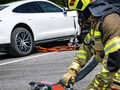 Stubborn battery flames in electric car accidents solved by a new firefighting tool