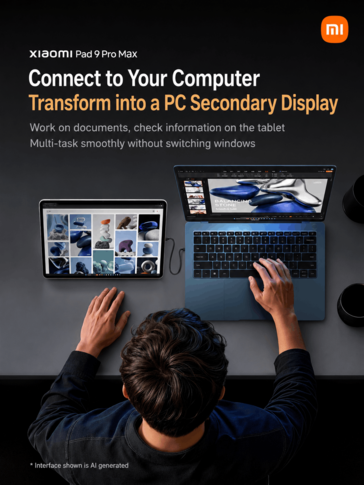 Xiaomi Pad 9 Pro Max with a secondary PC display