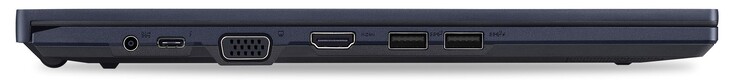 Left side: Power connector, 1x Thunderbolt 4, VGA, HDMI, 2x USB 3.2 Gen2