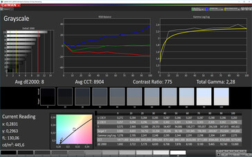 CalMAN: Grayscale – cold colour temperature, sRGB target colour space