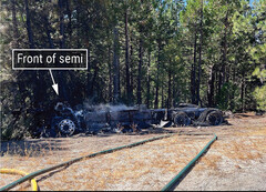 It took 50,000 gallons to put out this Tesla Semi fire (Image source: NTSB)