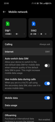 Mobile network settings