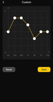 The app has three EQ presets and one custom 7-band EQ. (Image source: Notebookcheck)