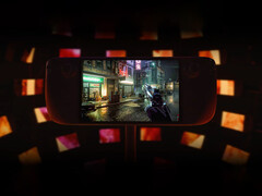 RoboCop: Rogue City has the Steam Deck Playable compatibility rating. Pictured: the game running on the handheld. (Image source: Steam - edited)