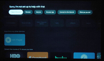 Google TV was asked to find a “web browser” by voice. (Image source: Notebookcheck)