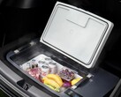 The Model Y TesFridge fits below the trunk liner and can be powered by the 12V socket. (Image source: AcoPower)