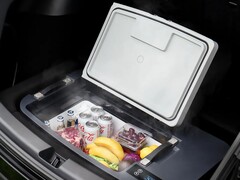 The Model Y TesFridge fits below the trunk liner and can be powered by the 12V socket. (Image source: AcoPower)