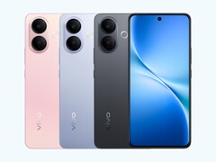 The Vivo V60 Lite 5G in its three available colors—Vitality Pink, Titanium Mist Blue, and Radiant Night Black (Image source: Vivo)