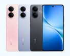The Vivo V60 Lite 5G in its three available colors—Vitality Pink, Titanium Mist Blue, and Radiant Night Black (Image source: Vivo)