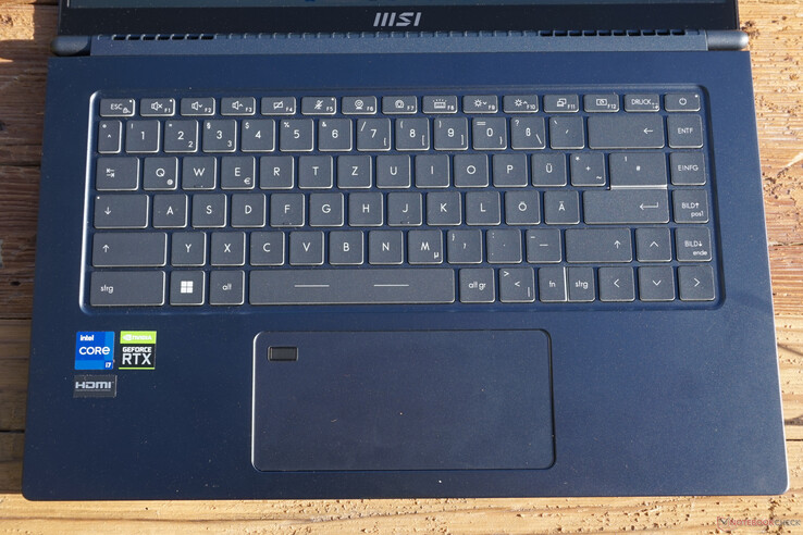 Standard-sized keyboard and extra-long touchpad.