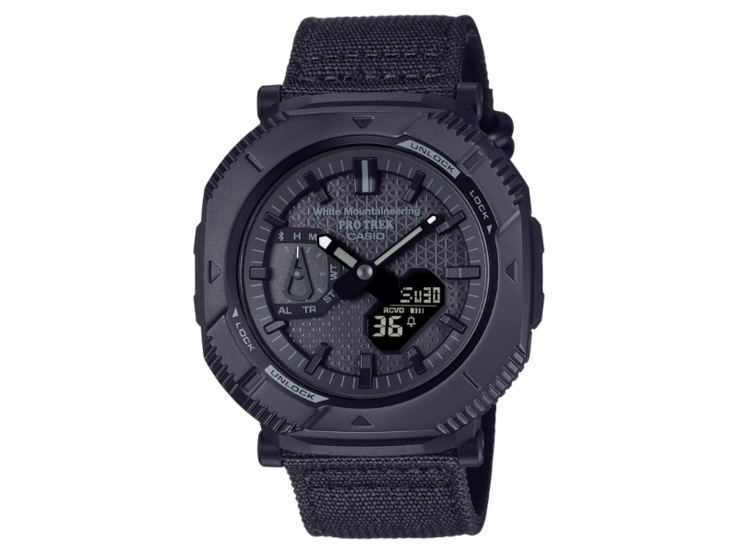 The Casio Pro Trek x White Mountaineering PRJ-B001WM-1 is now available in Europe. (Image source: Casio)