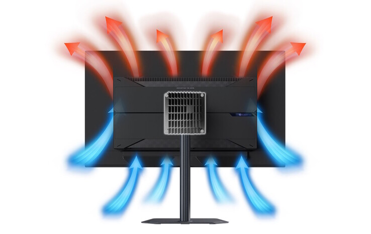 The monitor also comes with a cooling system to protect the OLED panel. (Image source: Gigabyte)