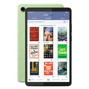 The Nook Reading Tablet 8.7 in Seafoam Green.