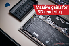 3D rendering workflows saw some of the biggest improvements on Linux. (Image source: Notebookcheck - edited)