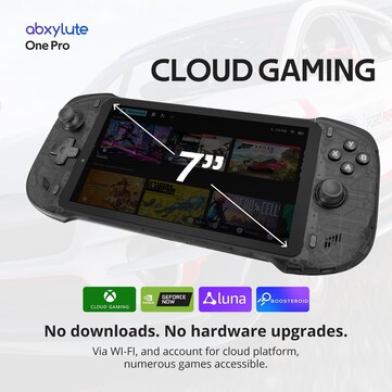 The Abxylute One Pro supports cloud gaming services including Xbox Cloud Gaming and GeForce Now. (Image source: Abxylute)