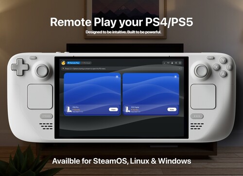 PS Remote Play in Asobi: Remote Play shown on a Steam Deck