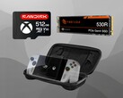 Asus ROG Ally accessories are shown (Image source: Sandisk, Seagate, Asus with edits)
