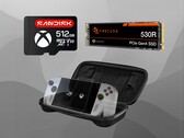 Asus ROG Ally accessories are shown (Image source: Sandisk, Seagate, Asus with edits)