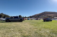 The Ford F-150 Lightning and Rivian R1T have faced off in a rather unusual competiton (Image: Tesla Raj)