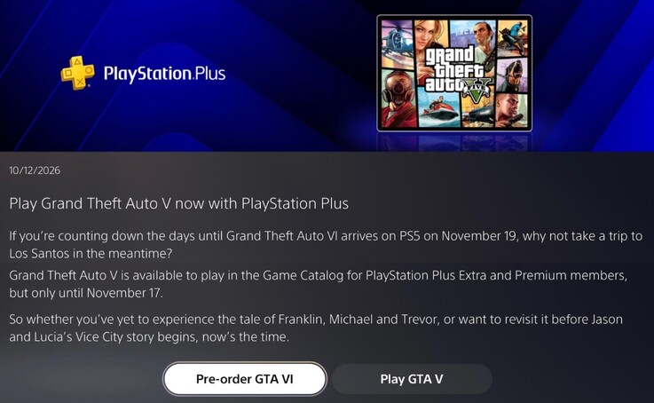 Message sent to PlayStation Plus members. 