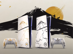 Ghost of Yotei&#039;s Limited Edition PS5 Plates on display (image source: PlayStation YT)