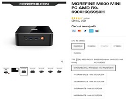 Morefine M600 configurations (source: Morefine)