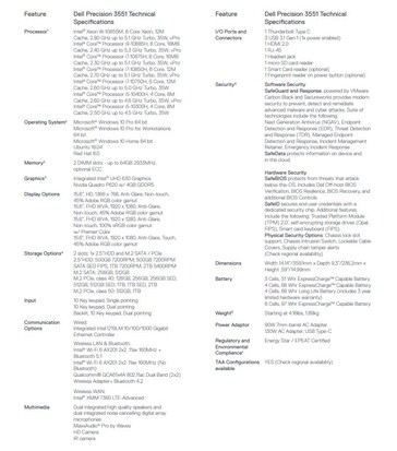 Specifications Dell Precision 3551