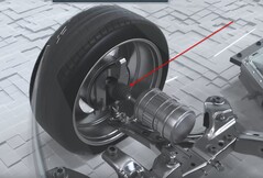 It looks as though the Uni Wheel will still need to make use of a CV joint of some sort to change direction. (Image source: Hyundai Motor Group)