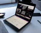 The "Twin River" prototype can be used in regular laptop mode, with one display acting as a touch keyboard. (Source: The Verge)
