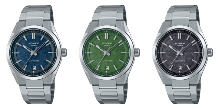 From left to right: the Casio Edifice EFK-100D-2A, EFK-100D-3A and the EFK-100CD-1A. (Image source: Casio)
