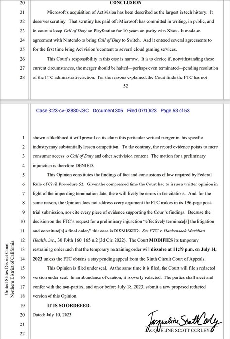 FTC v Microsoft conclusion. (Image source: via The Washington Post)