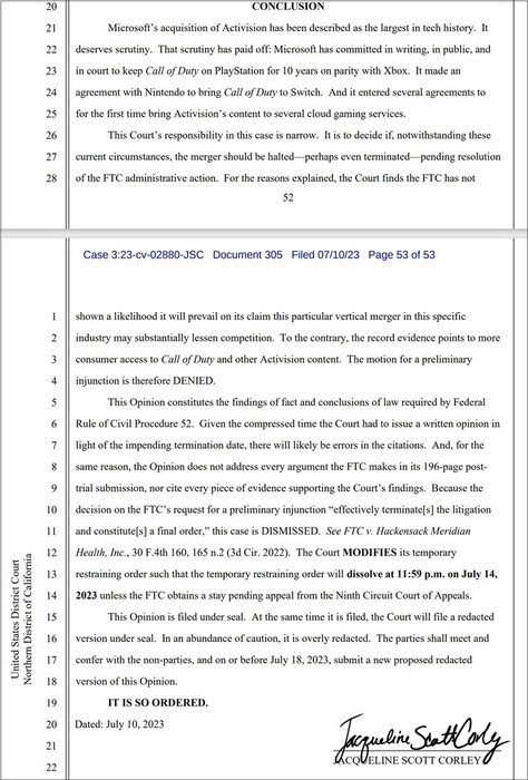 FTC v Microsoft conclusion. (Image source: via The Washington Post)