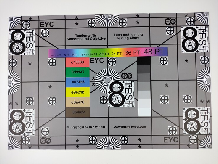 A photo of our test chart