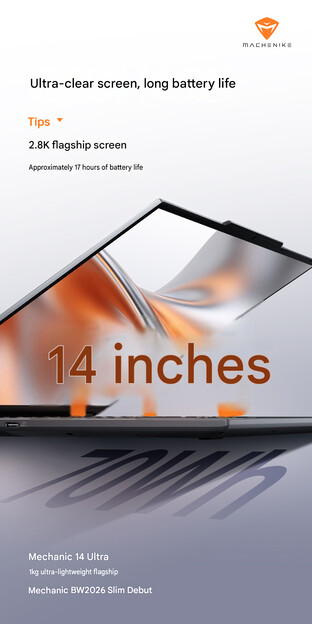 Front view and the battery life claim (machine translated)