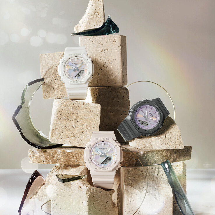 From top to bottom: Casio G-Shock GMA-P2100PC-7A, GMA-P2100PC-1A, and GMA-P2100PC-4A. (Image source: Casio)